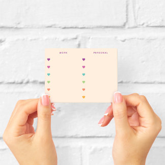Work | Personal Colourful Hearts Checklist Post-it Notes