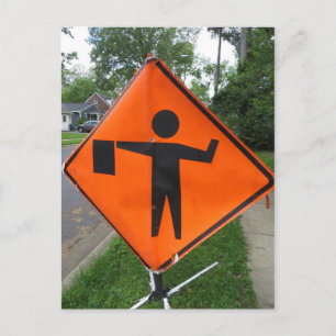 Work Sign Postcard