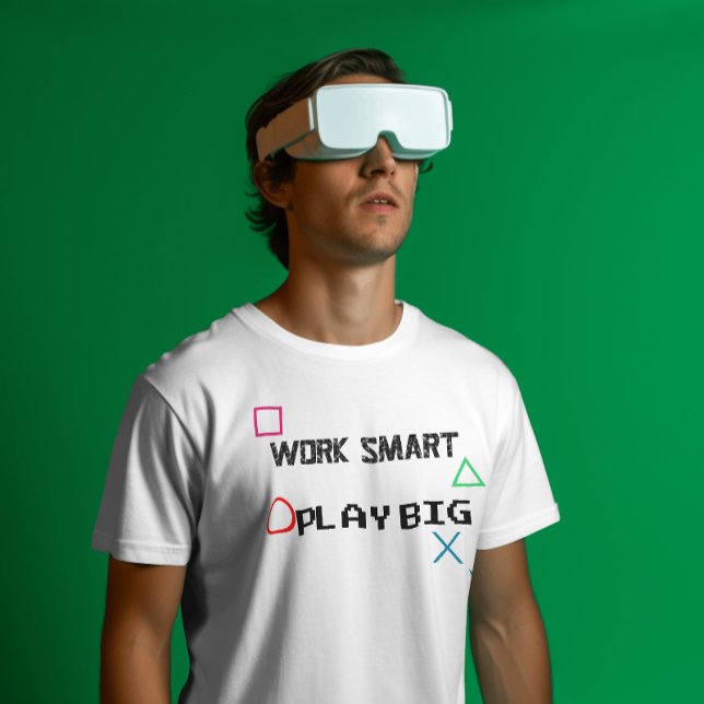 Work Smart play big retro Gaming quote T-Shirt (Creator Uploaded)