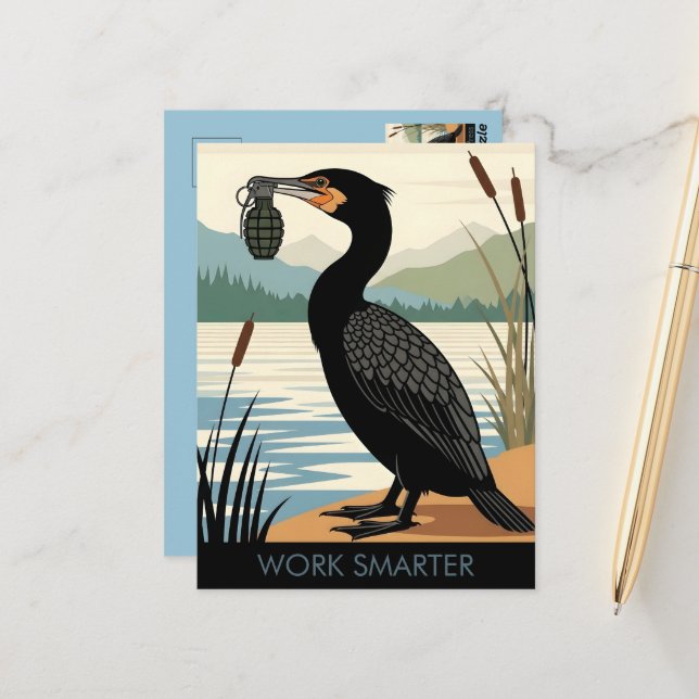 Work Smarter Motivational Quote Funny Postcard (Front/Back In Situ)