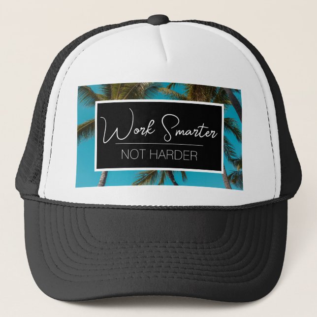 "Work Smarter" trucker hat (black) (Front)
