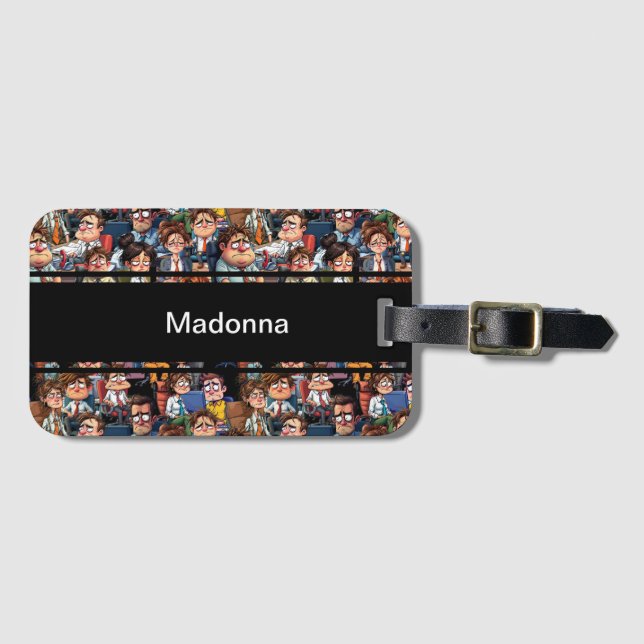 Work stress black  luggage tag (Front Horizontal)