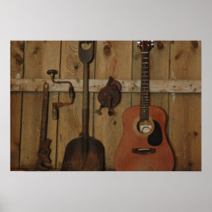 Work then Play Guitar Poster