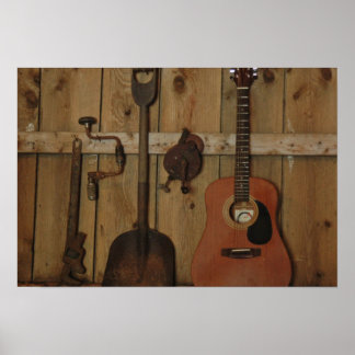 Work then Play Guitar Poster