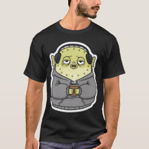 Work-Tired Pufferfish – Funny Hoodie Cartoon on T-Shirt