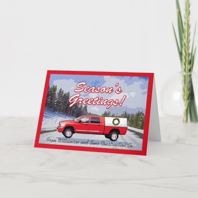 Work Truck Logo Contractor Christmas Greeting Card (Front)