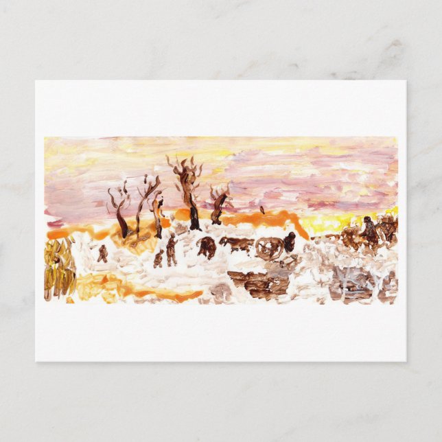 Work yard, pink sky postcard (Front)