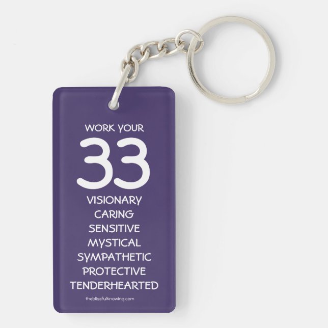 "Work your 33" Numerology Key Chain for Number 33 (Back)