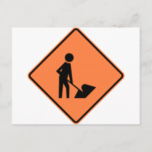 Work Zone Highway Construction Sign Postcard