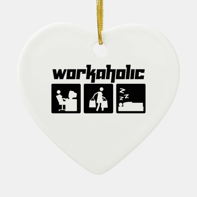 Workaholic Ceramic Tree Decoration (Front)