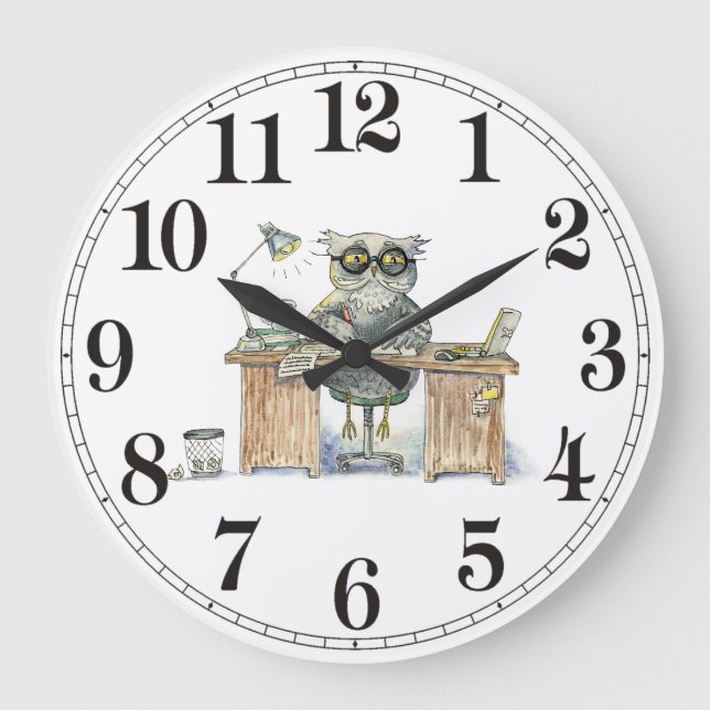 Workaholic night owl large clock (Front)