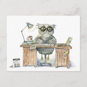 Workaholic night owl postcard