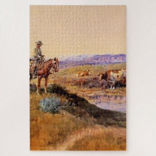 “Worked Over” Western Art by Charles M Russell Jigsaw Puzzle