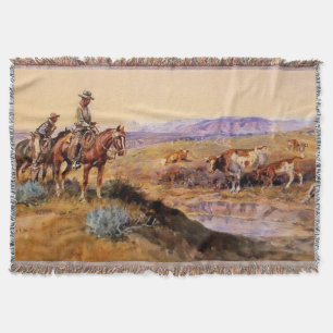 “Worked Over” Western Art by Charles M Russell Throw Blanket