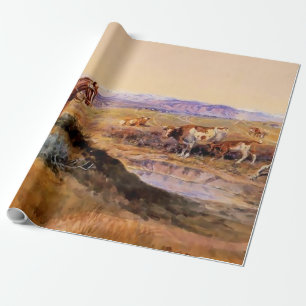 “Worked Over” Western Art by Charles M Russell Wrapping Paper