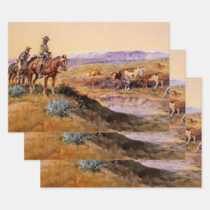 “Worked Over” Western Art by Charles M Russell Wrapping Paper Sheet