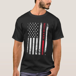Worker American Distressed Flag Car Mechanic Ameri T-Shirt