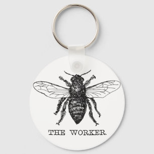 Worker Bee Bumblebee Honey Antique Illustration Key Ring