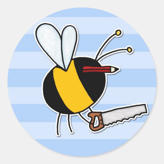 worker bee - carpenter classic round sticker (Front)