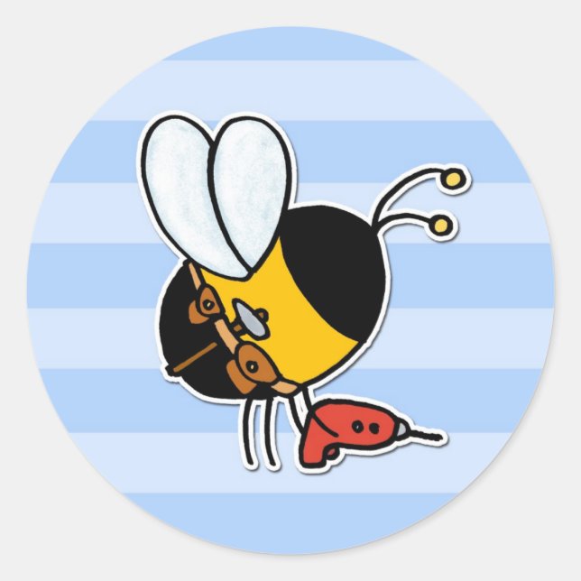 worker bee - handyman classic round sticker (Front)