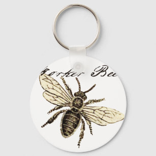 Worker Bee Insect Illustration Key Ring