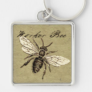 Worker Bee Insect Illustration Key Ring