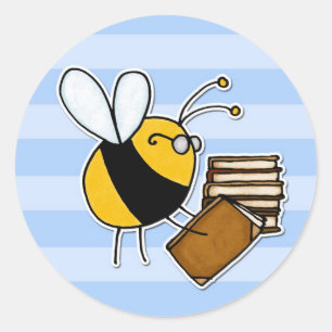 worker bee - librarian classic round sticker