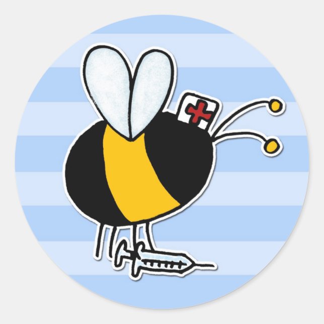 worker bee - nurse classic round sticker (Front)