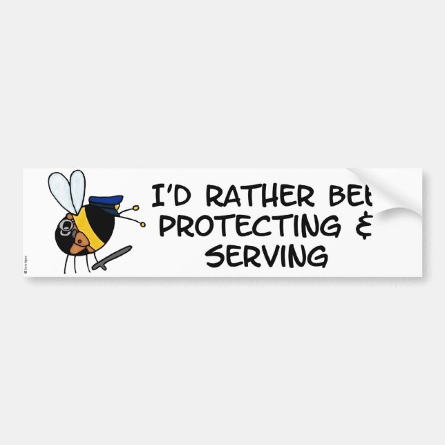 worker bee - police officer bumper sticker (Front)