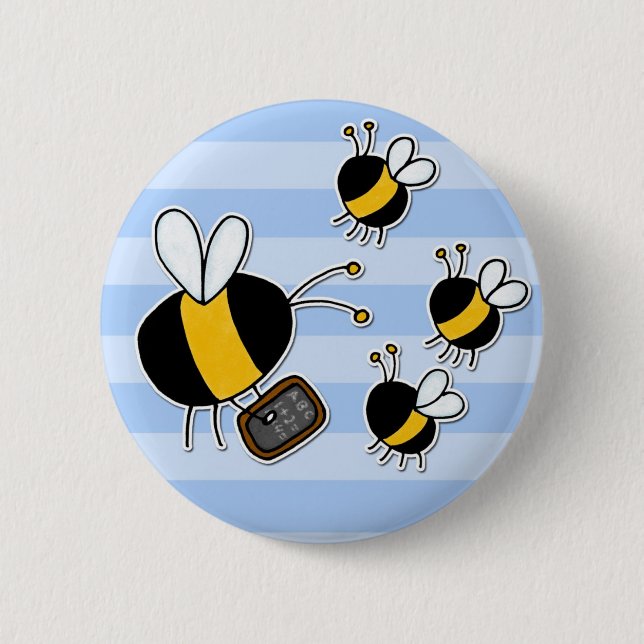 worker bee - teacher 6 cm round badge (Front)