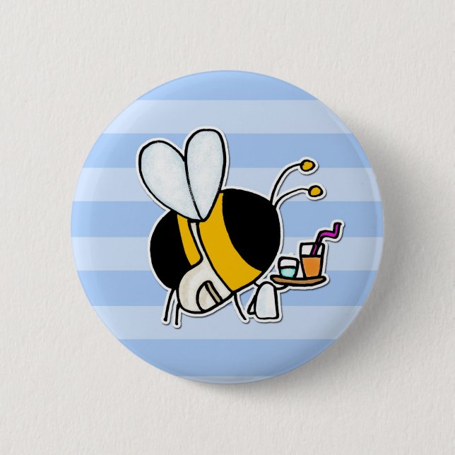 worker bee - waitress 6 cm round badge (Front)