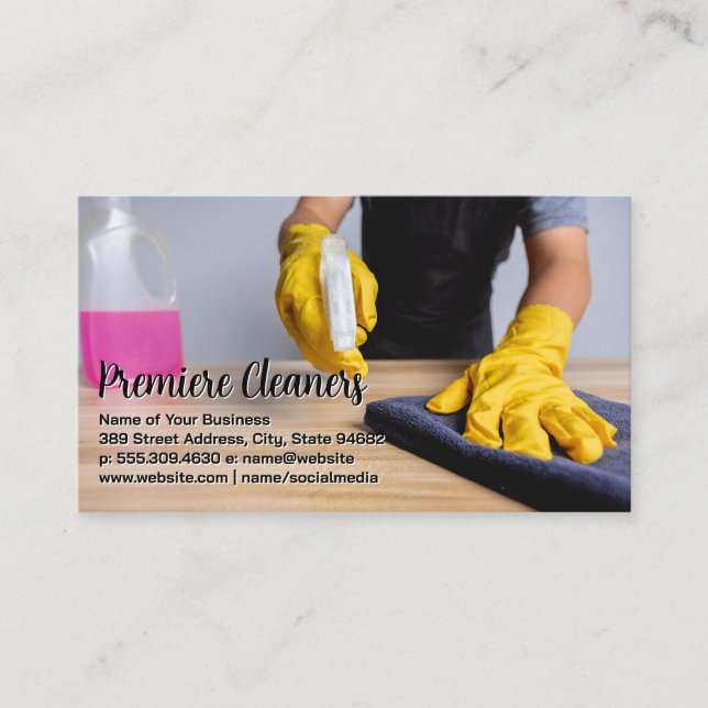 Worker Cleaning the Counter Business Card (Front)