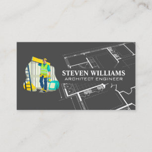 Worker Construct Builder Logo Blueprint Business Card