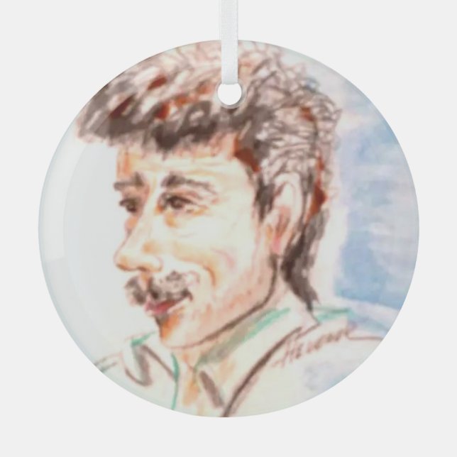 Worker Man  Glass Tree Decoration (Front)