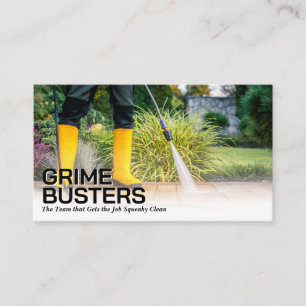 Worker Pressure Washing Patio Bricks Business Card