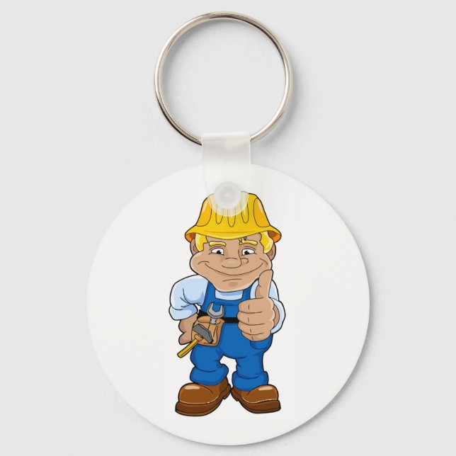 Worker With Hard Hat Key Ring (Front)