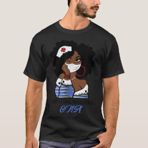 Workers Black CNA Nurse Nursing Afro Hair Womens T-Shirt