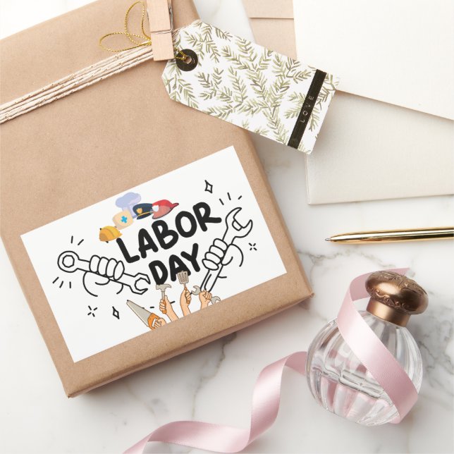 Workers Labour Day Tool Hands Vinyl Decal Rectangular Sticker (Gifting)
