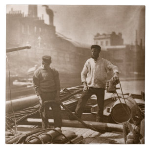 Workers on the 'Silent Highway', from 'Street Life Ceramic Tile