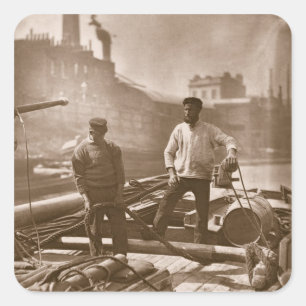 Workers on the 'Silent Highway', from 'Street Life Square Sticker