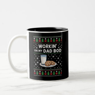 Workin' On My Dad Bod Pregnancy New Mum Baby  Two-Tone Coffee Mug