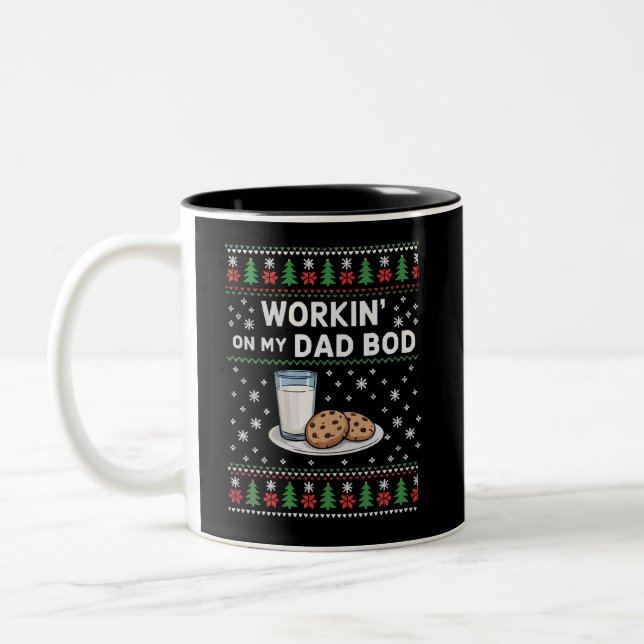 Workin' On My Dad Bod Pregnancy New Mum Baby  Two-Tone Coffee Mug (Left)