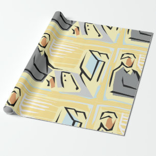 Working At A Computer Wrapping Paper