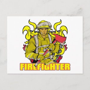 Working Firefighter Postcard