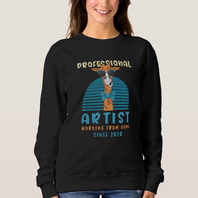 Working From Home Artist Art Llama Designer Alpaca Sweatshirt (Front)