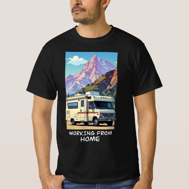 Working from home outdoors RV adventure T-Shirt (Front)