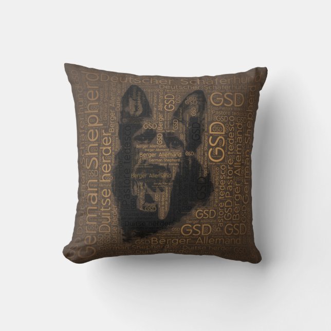 Working German Shepherd Dog  - GSD Word Pattern Cushion (Front)