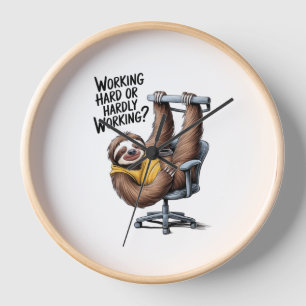 Working Hard or Hardly Working Sloth Clock