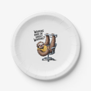 Working Hard or Hardly Working Sloth Paper Plate