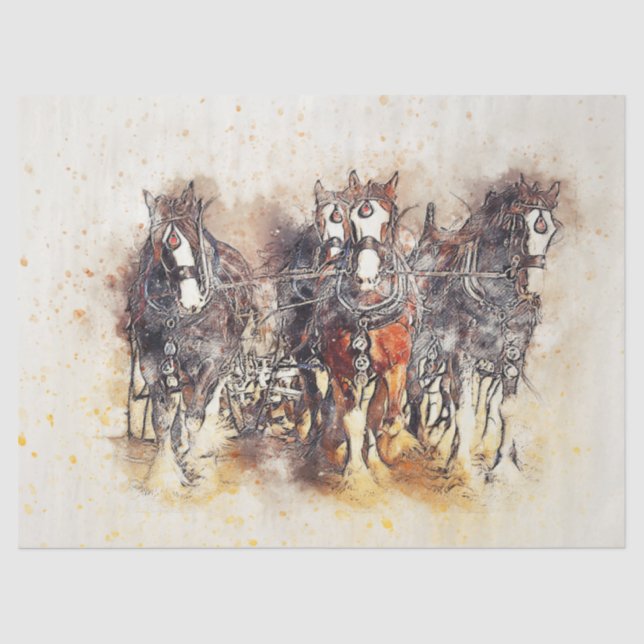 Working Horses Western Decoupage Art Tissue Paper (Front)